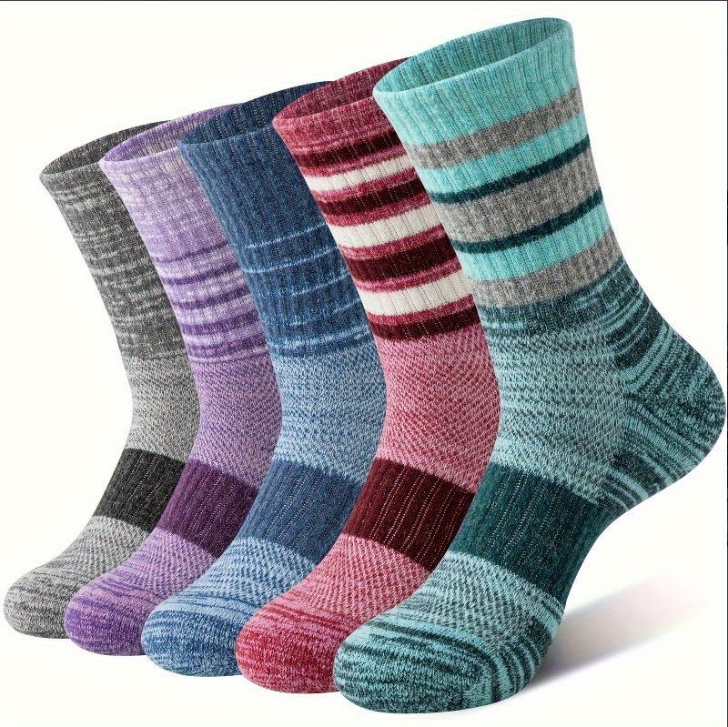 Mens Chunky Yarn Retro Striped Sweat-wicking Breathable Mid-calf Athletic Socks photo 7