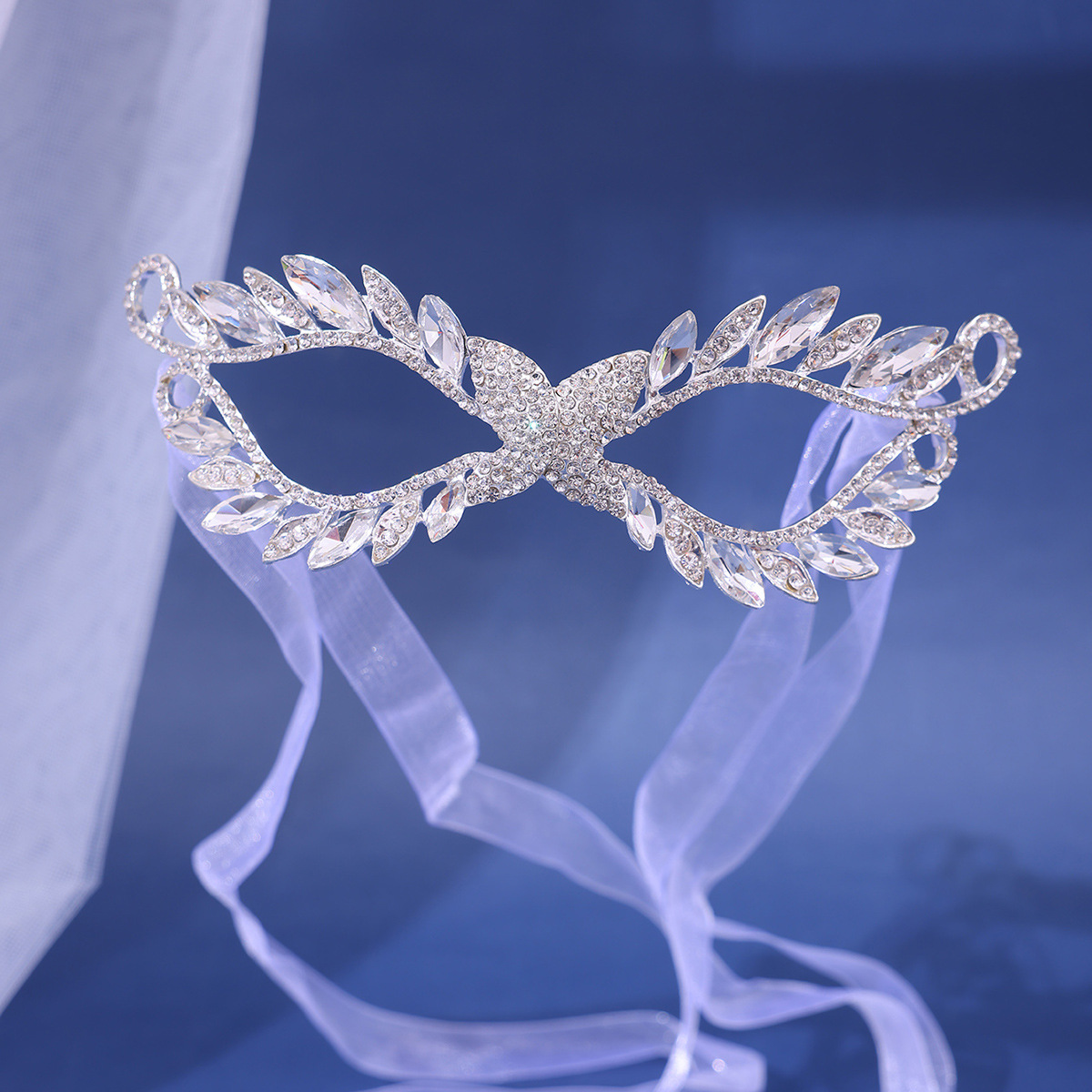 Western-style Masquerade Mask Headdress Party Rhinestone Tassel Veil photo 8