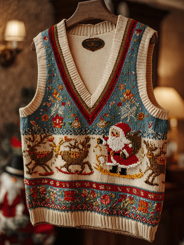 V-neck Knitted Vest Sleeveless Waistcoat photo 5