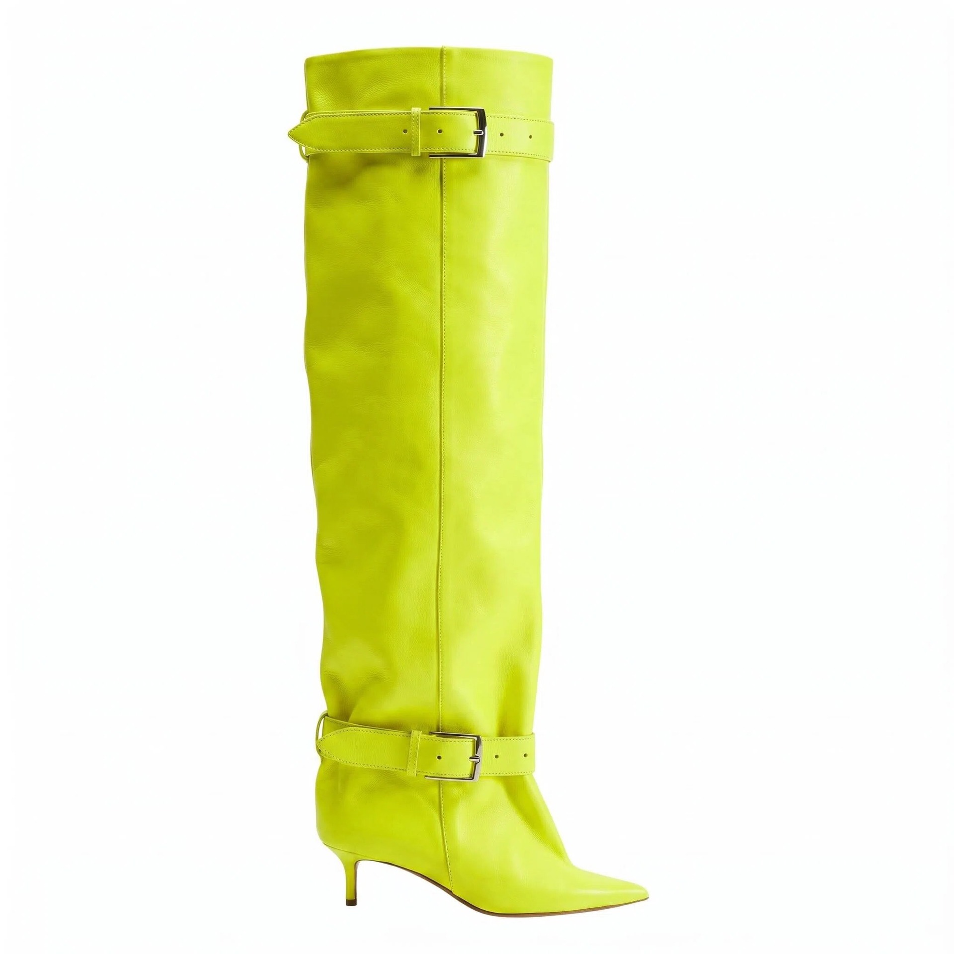Pointed-toe Low-heeled Buckle-decorated Over-the-knee Womens Boots photo 7