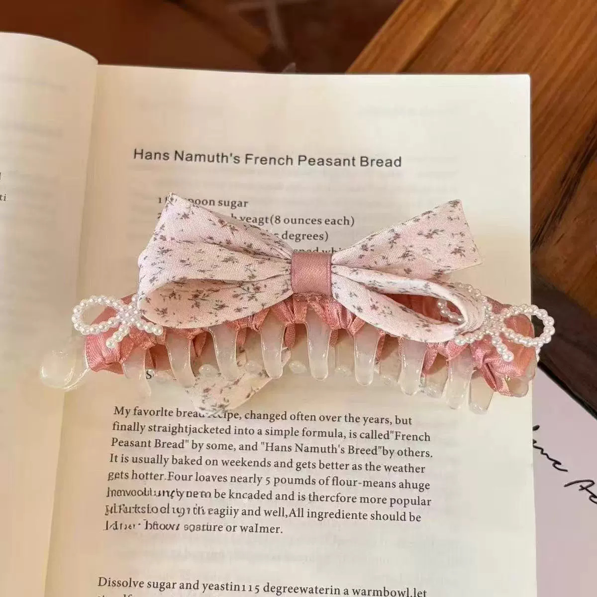 Floral Bow Banana Clip Fabric Headdress photo 5