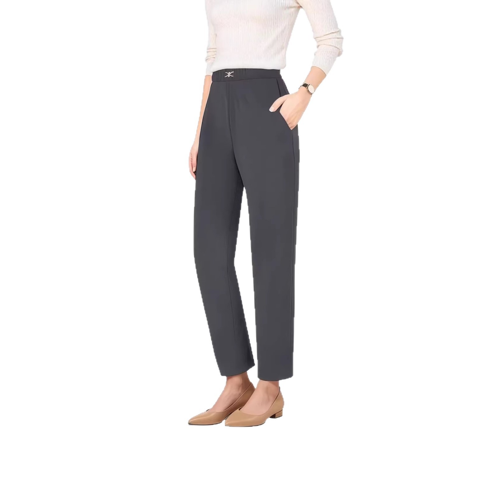 Women's Casual Pants, Elastic-waist, Slim-fit Trousers photo 6