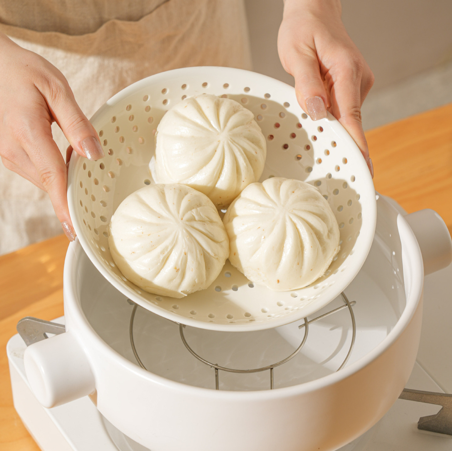 Round Perforated Steaming Tray Draining Tray Steamer Rack Fruit Plate photo 5
