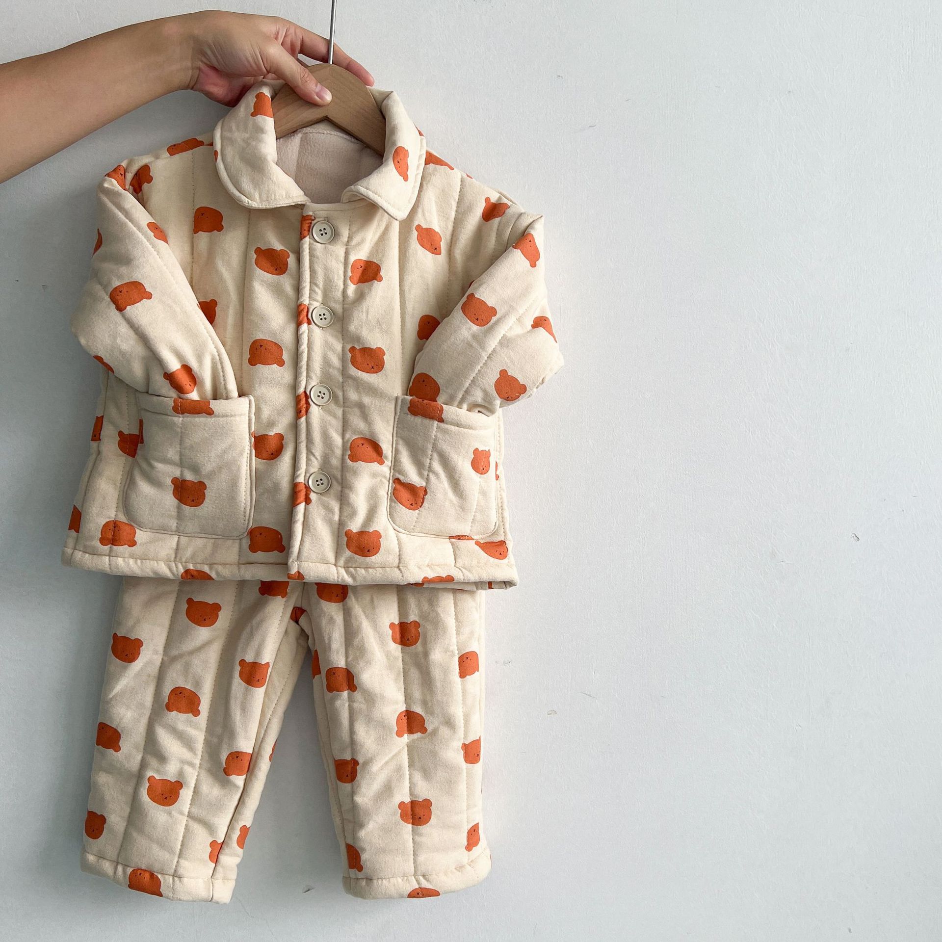 New Fleece-Lined Three-Layer Quilted Pajama Set For Baby Girls And Boys photo 8