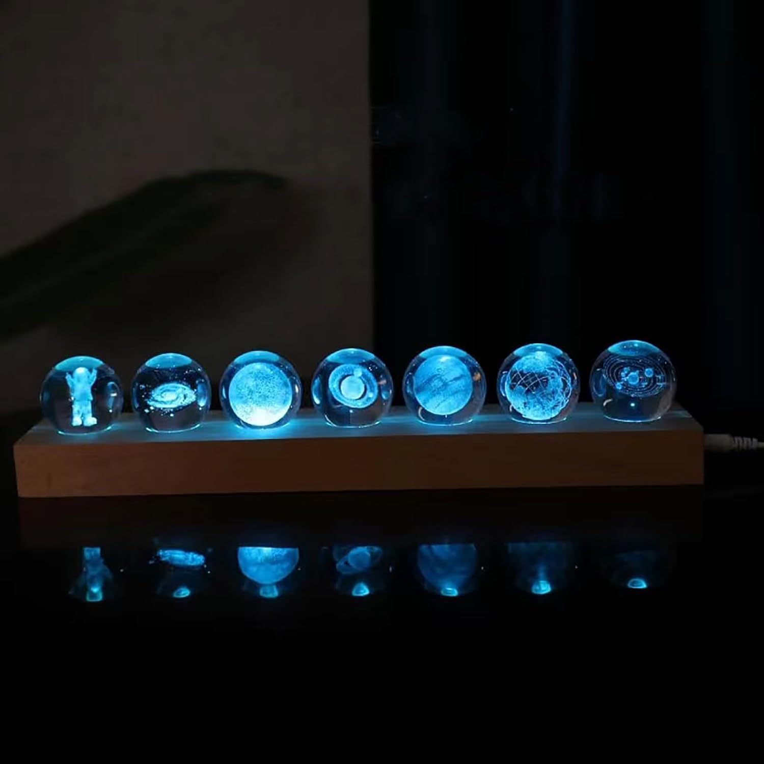 7 Large Galaxy Crystal Ornaments Small Night Lamp photo 1