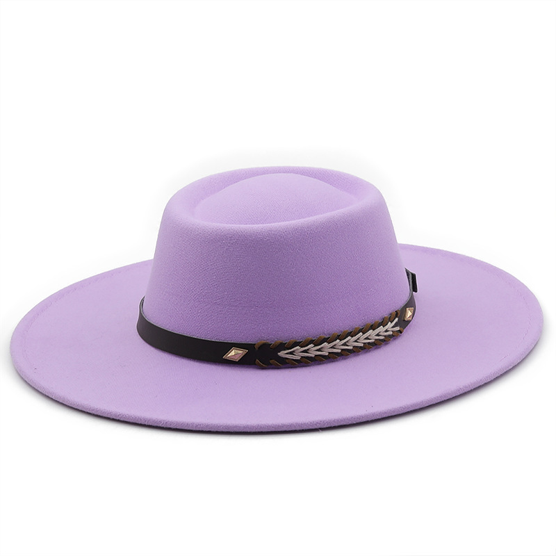 This Felt Hat Has A Dented Crown And Features A Wide Brim For Both Men And Women photo 2