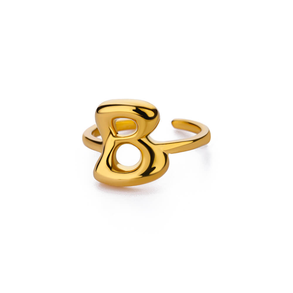 Cute Bubble Letters Ring Gold 18K Gold Plated Ring photo 3