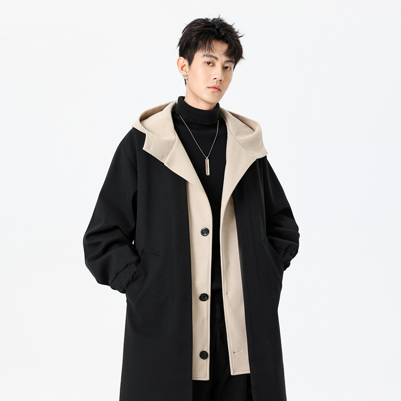 Men's Mid-length Faux Two-piece Trench Coat photo 1