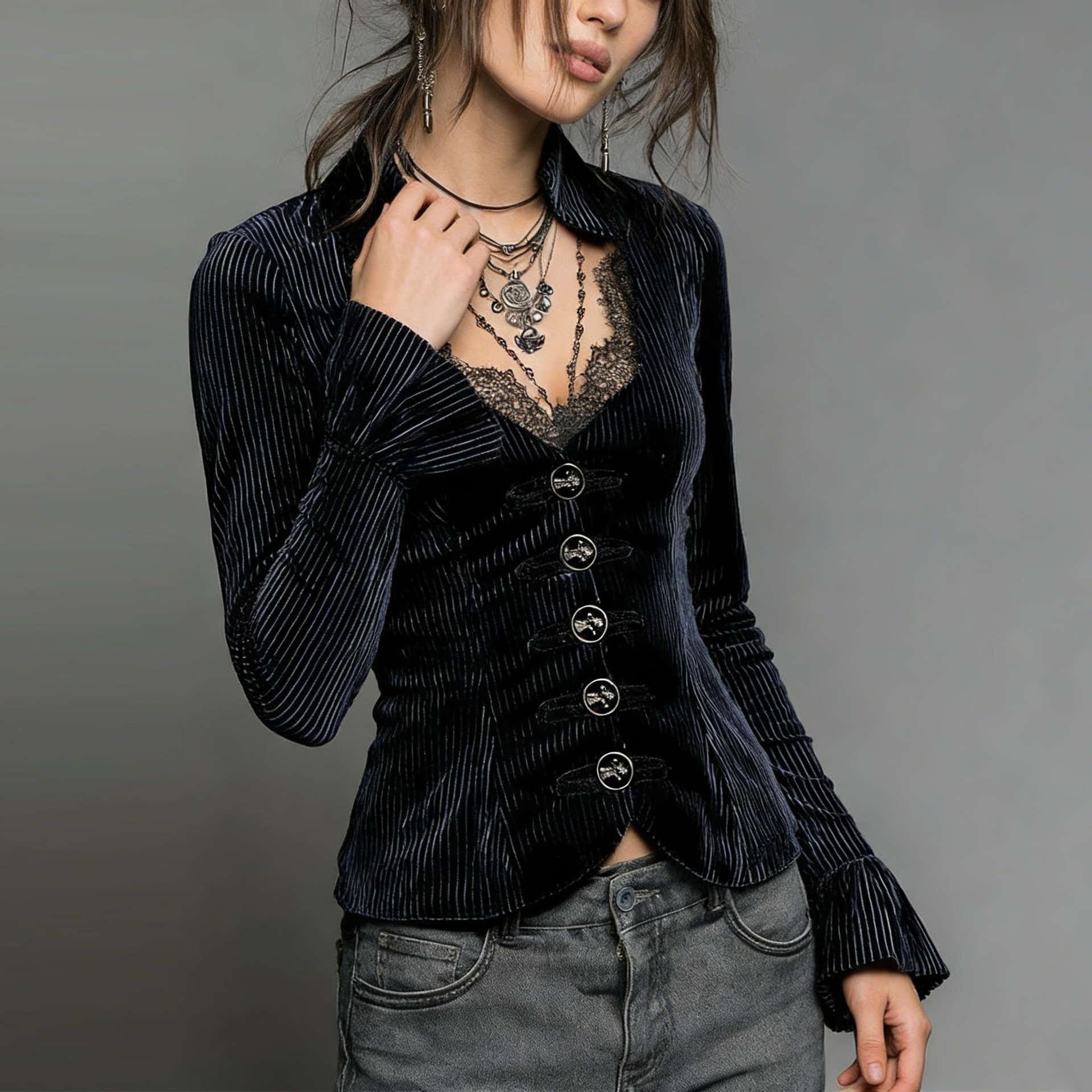 Women's V-neck Slim-fit Long-sleeve Top New Style photo 2