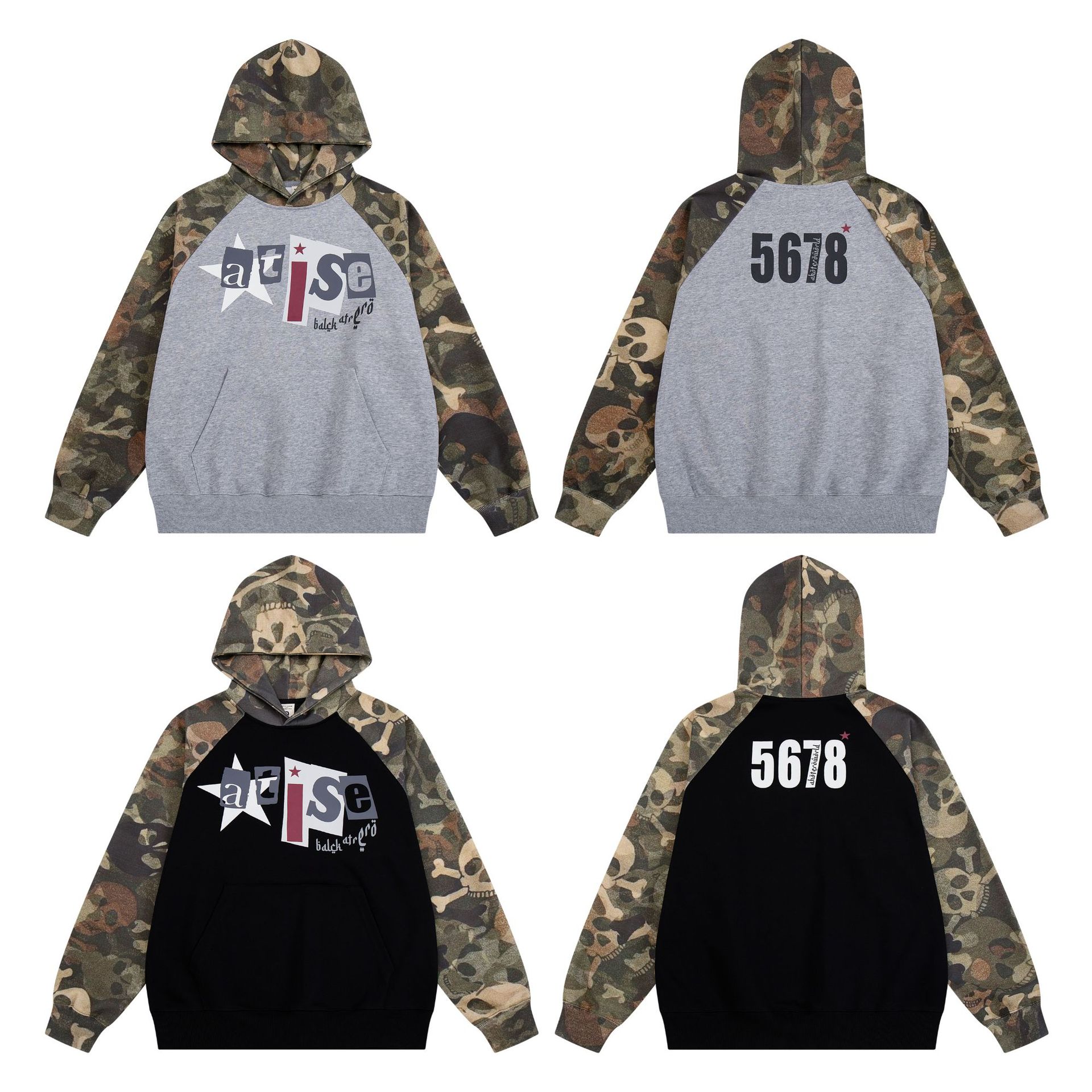 Camouflage Patchwork Hooded Pullover Sweatshirt photo 4