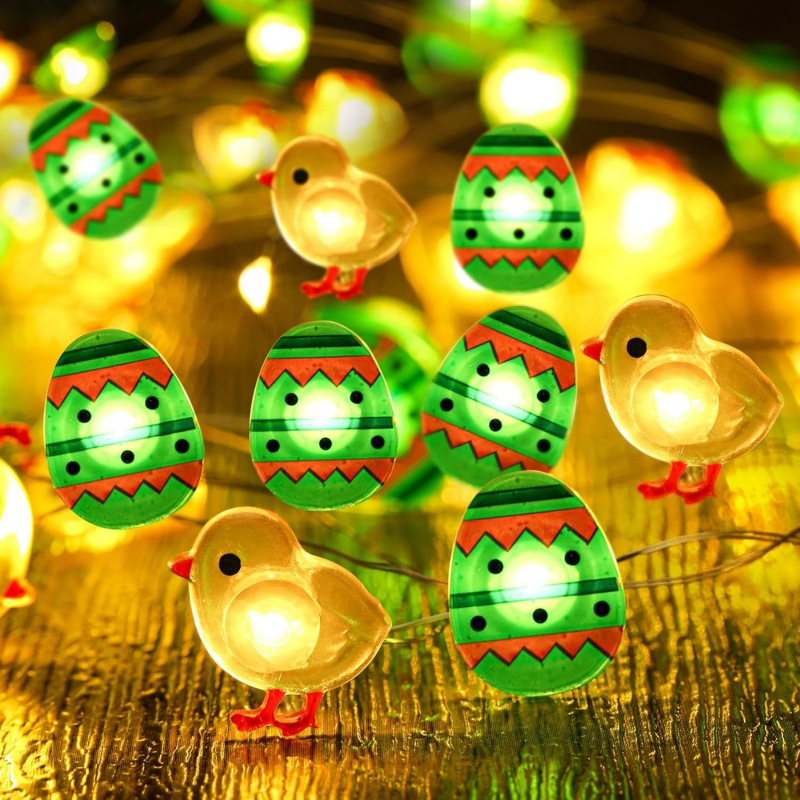 Rabbit Carrot Chick And Easter Egg Battery-Powered Copper Wire Lights For Easter Decorations photo 2