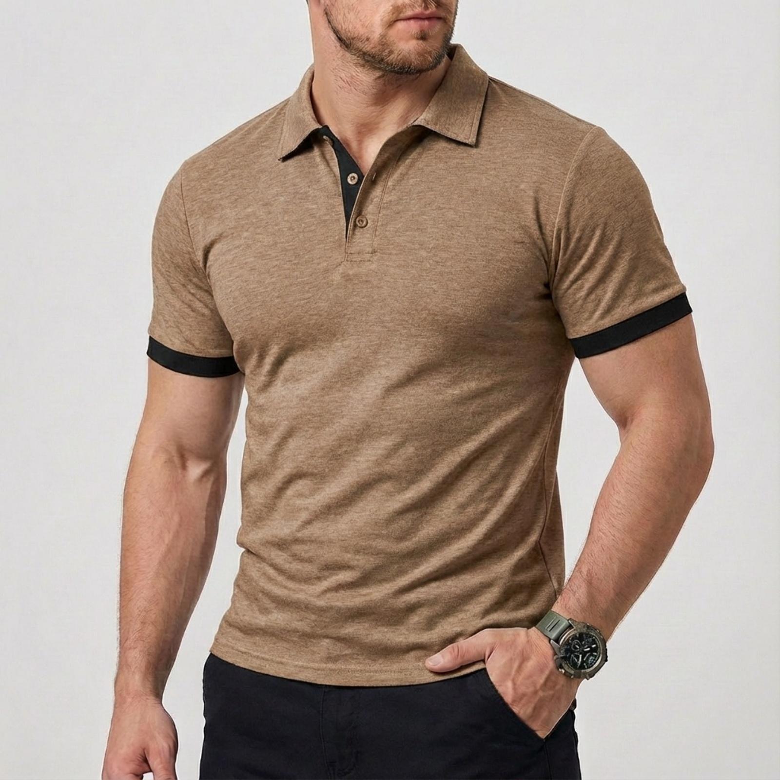 Mens Short-sleeve Polo Shirt With A Turn-down Collar photo 2