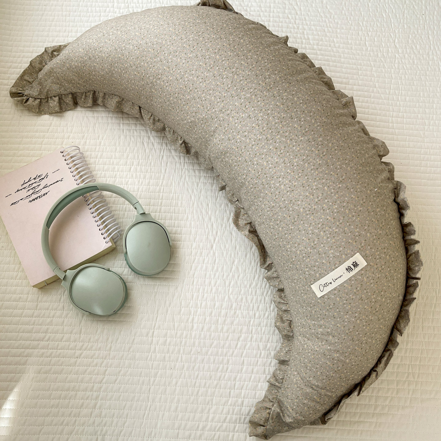 Multifunctional Cotton-linen Long Moon-shaped Pillow photo 4