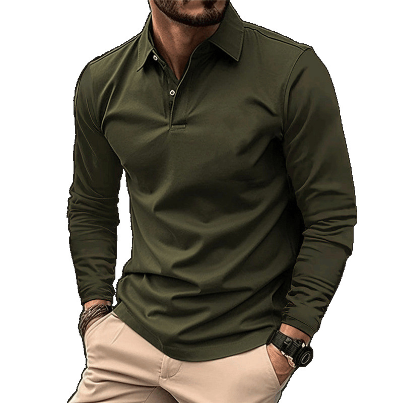 Men's Casual Lapel Long-sleeve Sports Polo Shirt photo 3