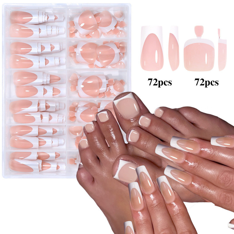 Cross-border Best-selling Nail Tips 144-piece Set Of Pre-designed Nail Art For Hands And Feet photo 3