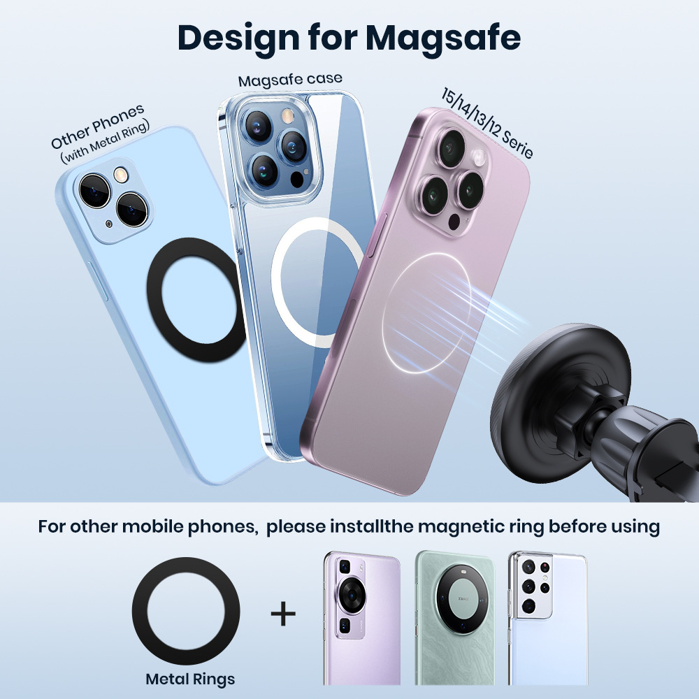 Magnetic Car Phone Holder For Navigation Mounted On The Air Vent With A Suction Cup photo 5