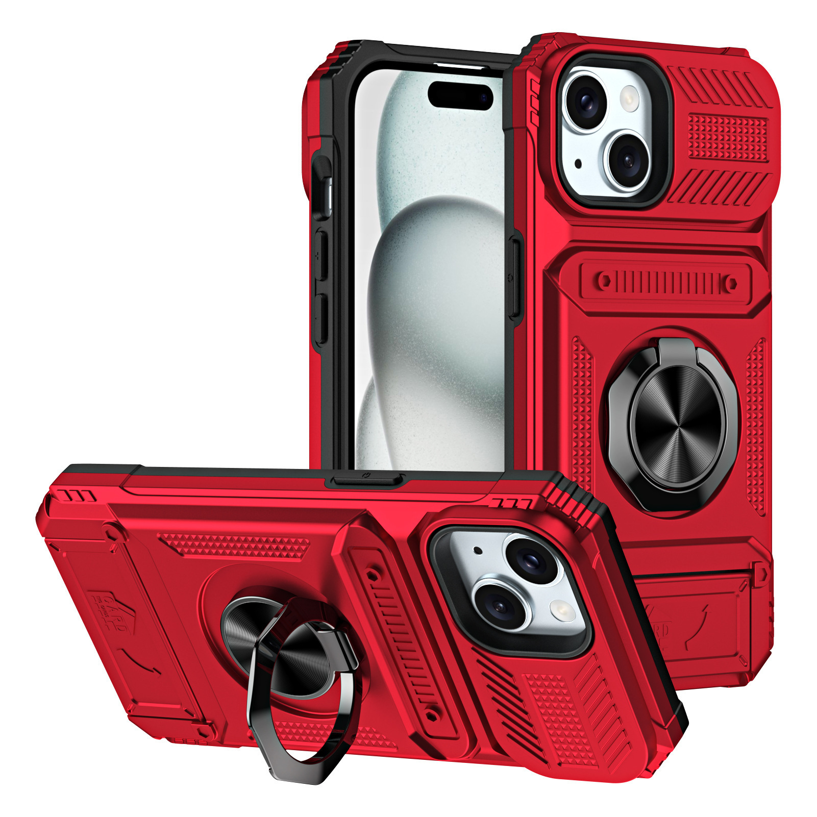 Hidden Card-Slot Magnetic Ring Stand Phone Case photo 4