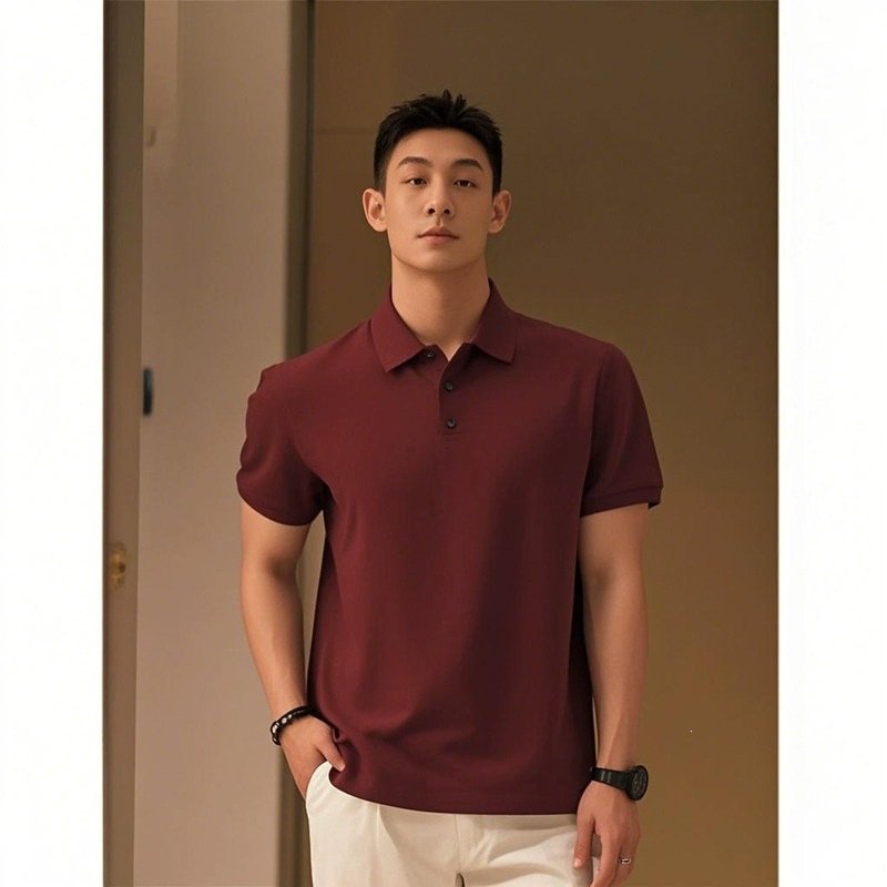 Summer-cool Slightly Mature American-style Lapel Straight-shoulder T-shirt photo 2