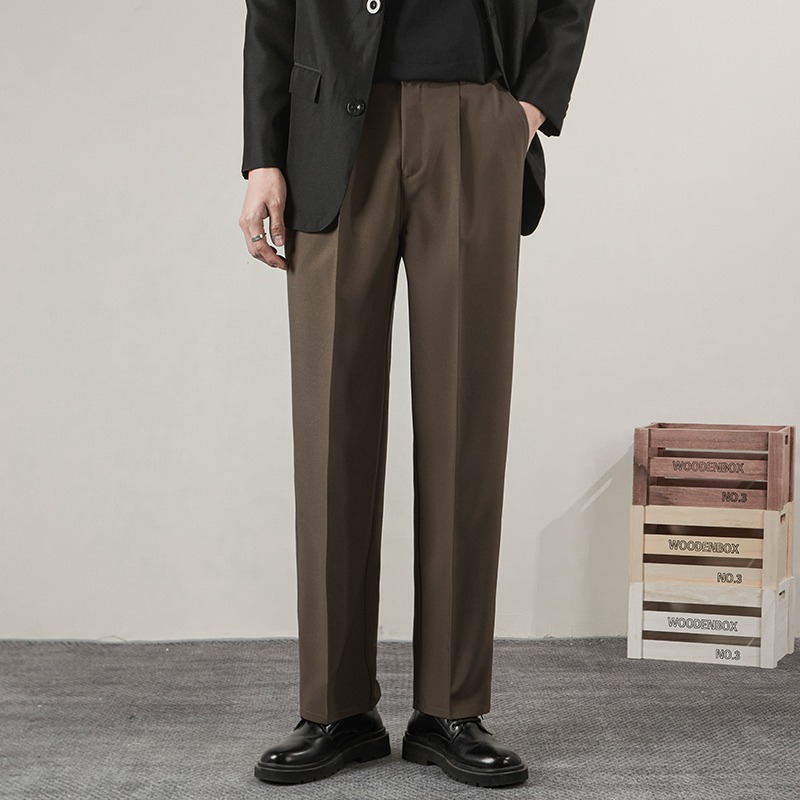 Loose-fitting Straight-leg Trousers Ice-silk White Suit Pants For Men photo 7