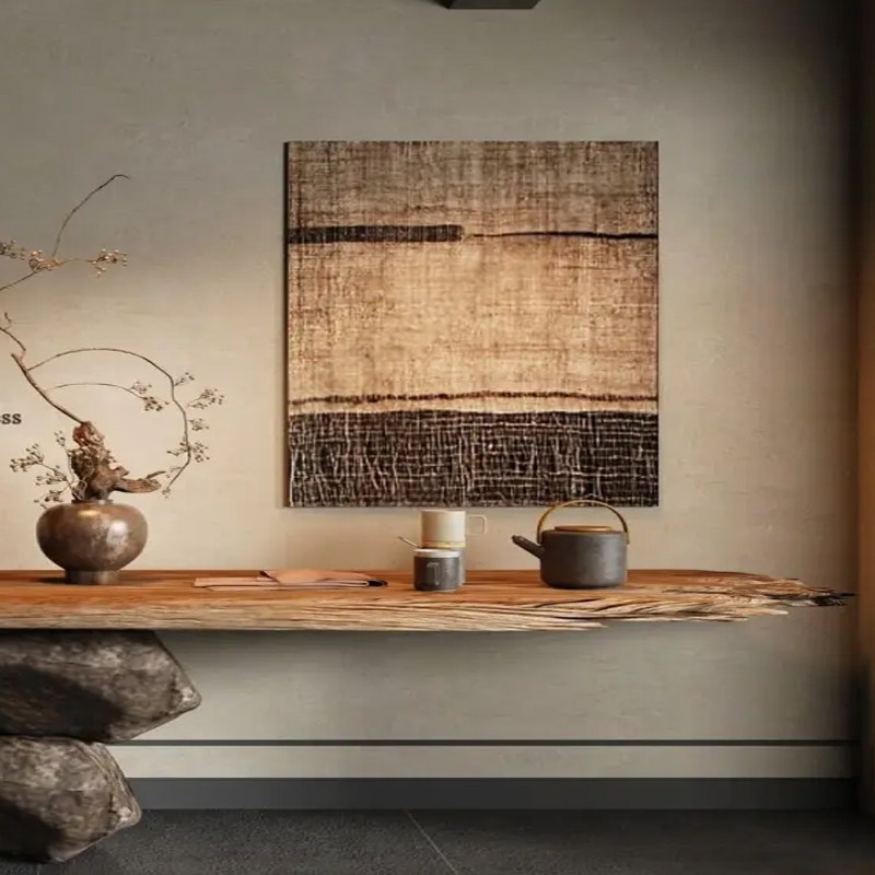 Wabi-sabi Living Room Decor Mid-century Modern Log-style Wall Art photo 4