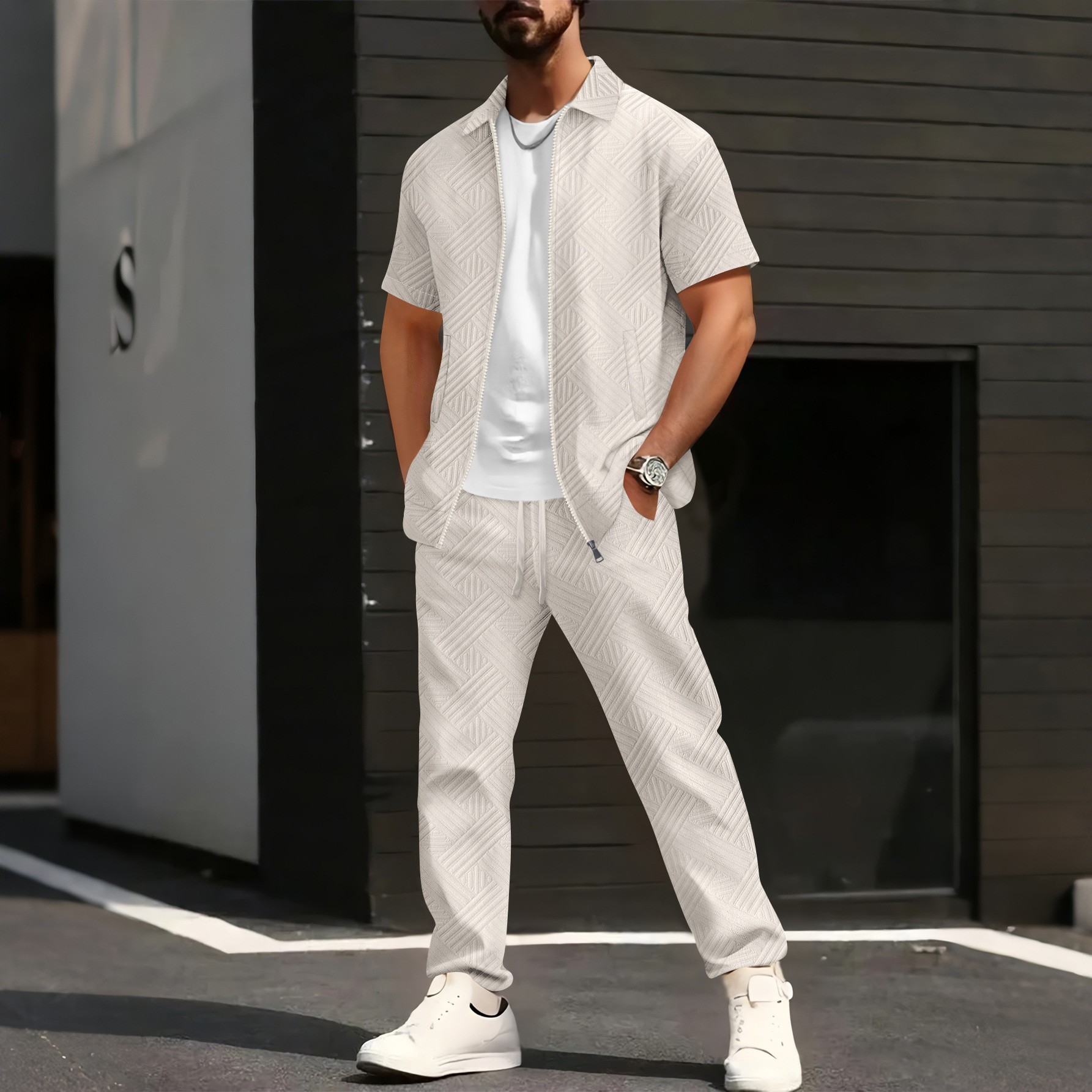 Floral Cardigan Short-sleeve Jacket, And Pants Casual Set photo 5