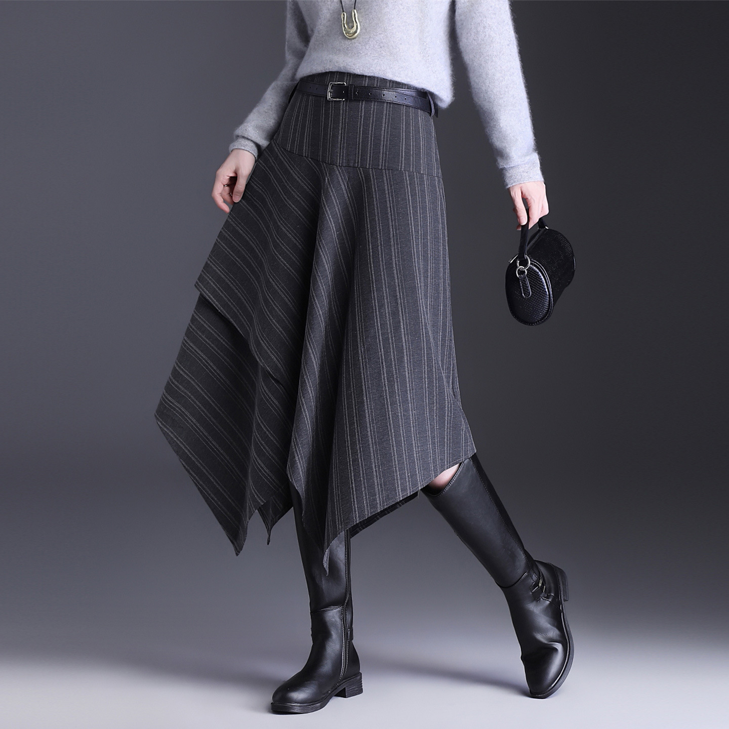 High-waisted Hip-covering Asymmetrical Skirt For Women photo 2
