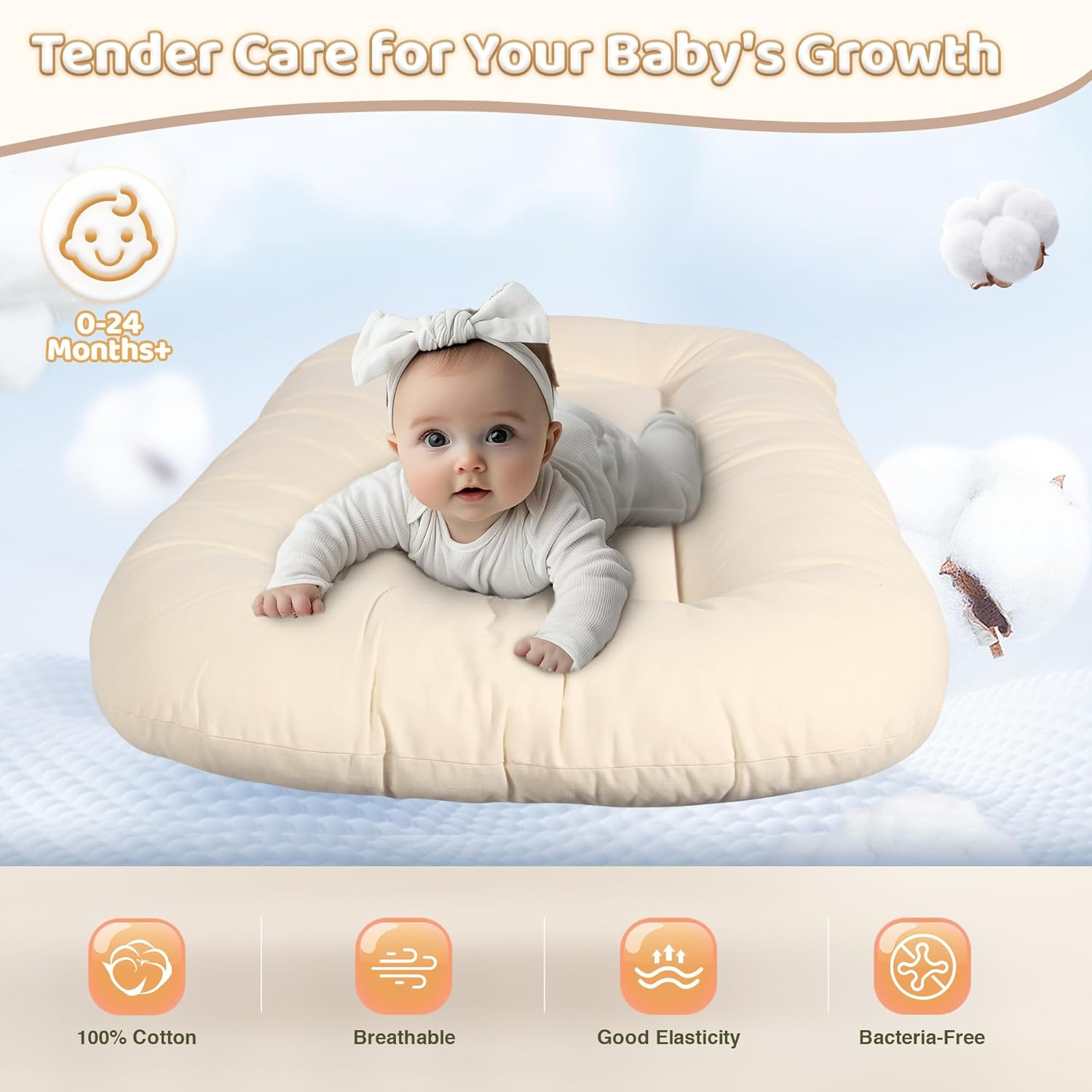 Newborn Pearl Cotton Breathable Biomimetic Baby Crib photo 2