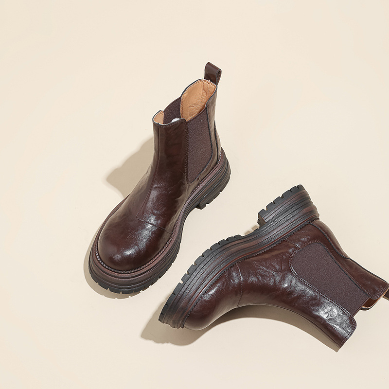 New Vintage Leather Ankle Boots For Women photo 4