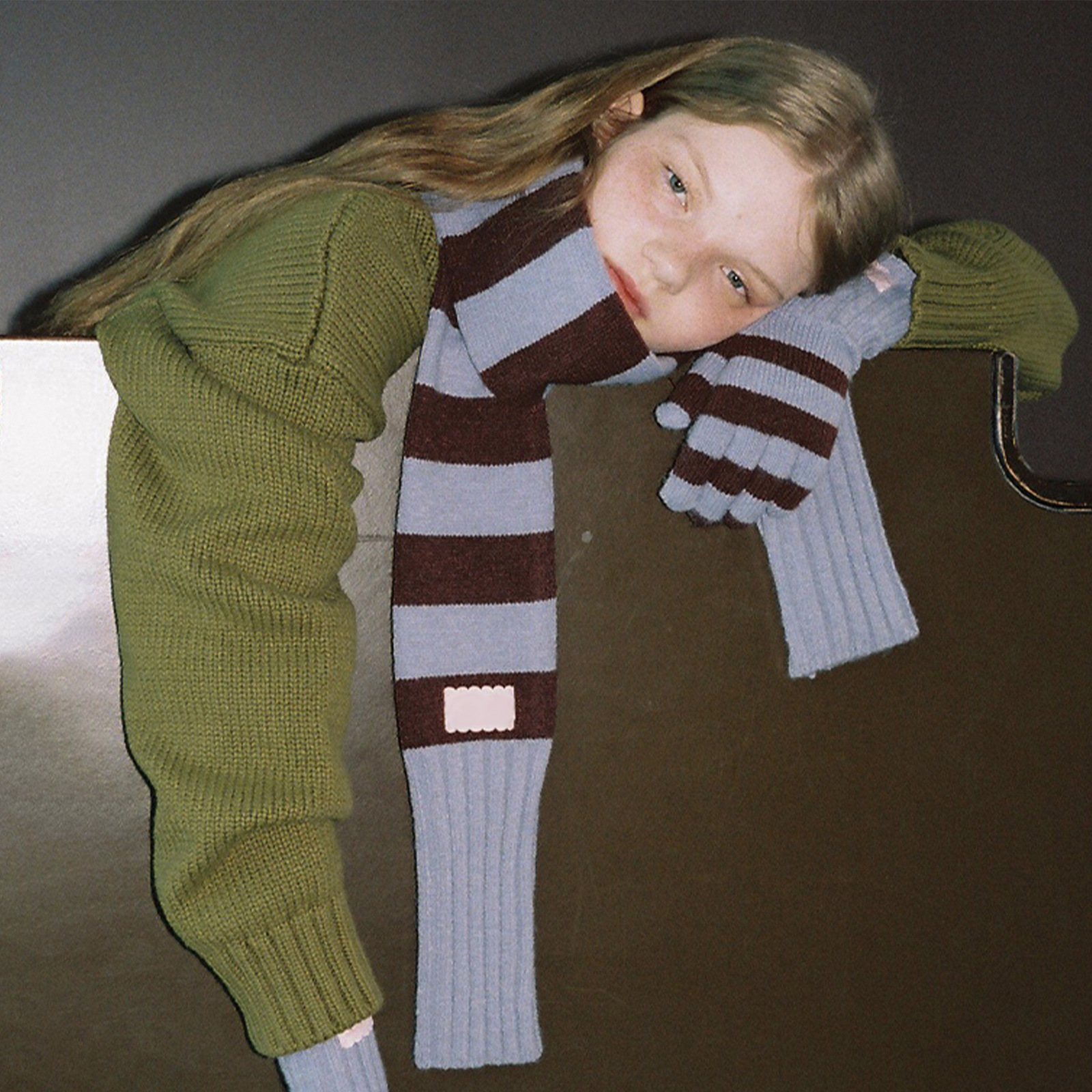 Retro Cute Striped Knitted Scarf For Women photo 1