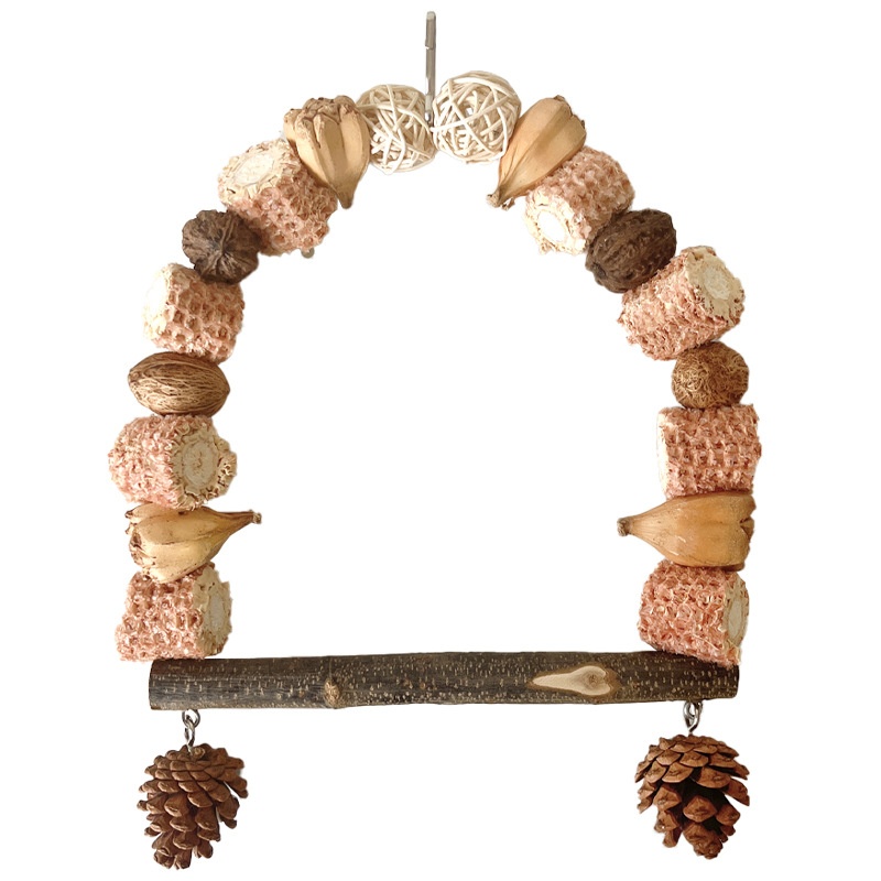 Wooden Parrot Swing Natural Log Bird Stand Pole Perched Wooden Mountain Parrot Toys photo 3