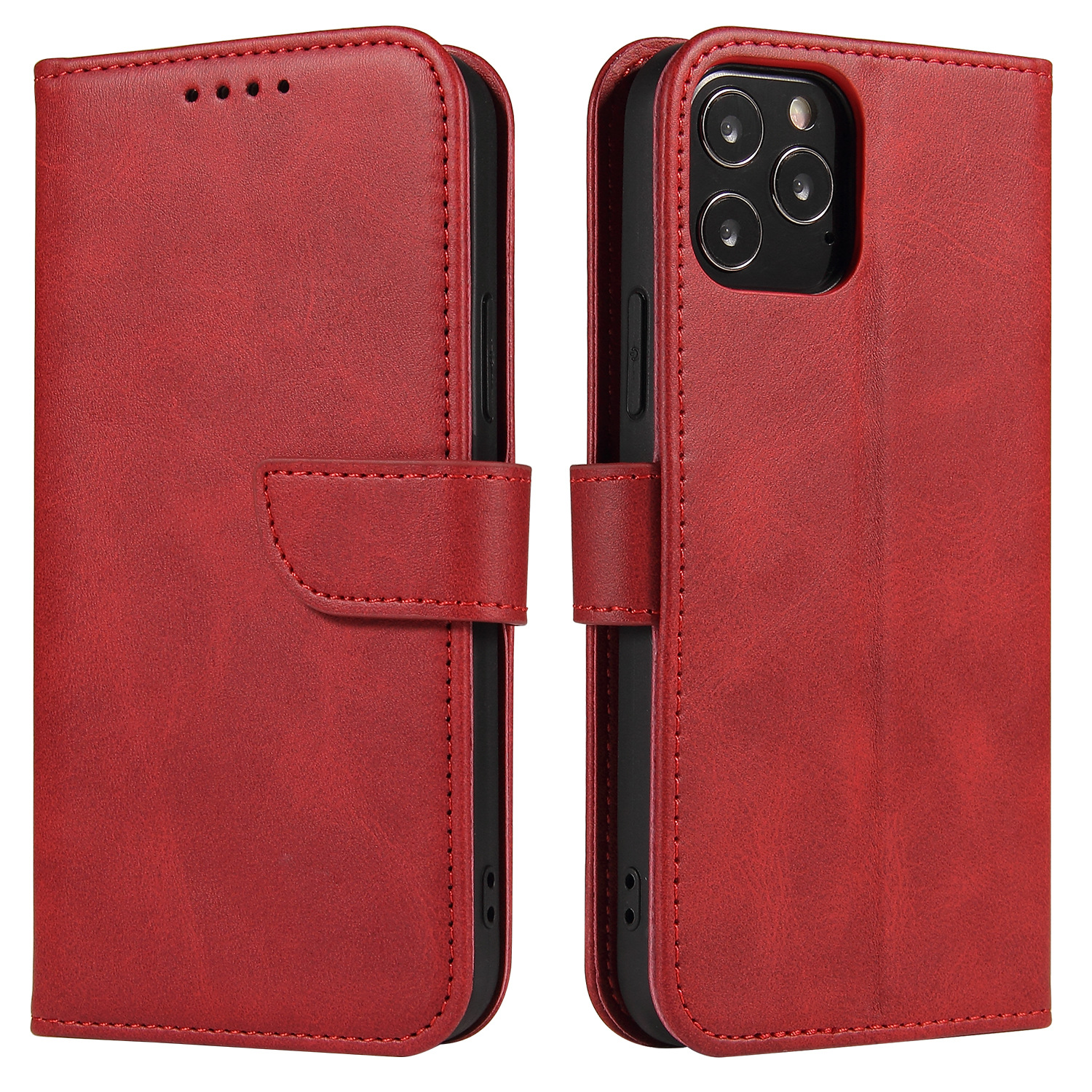Calfskin-textured Card-slot Wallet Flip Phone Case photo 3
