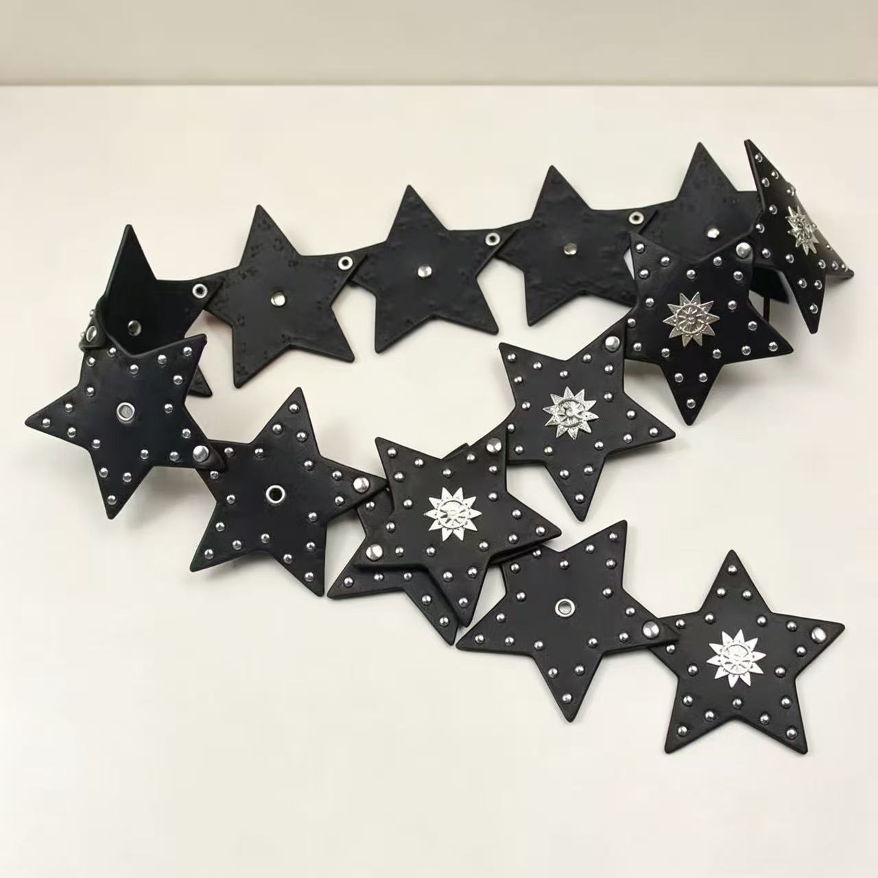 Punk Five-pointed Star Studded Belt Vintage Outfit photo 7