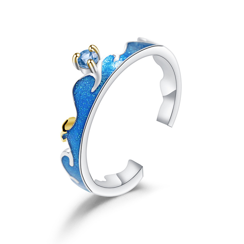 925 Silver Ring Inlaid With Swiss Blue Topaz Exuding Elegance And Sophistication photo 2