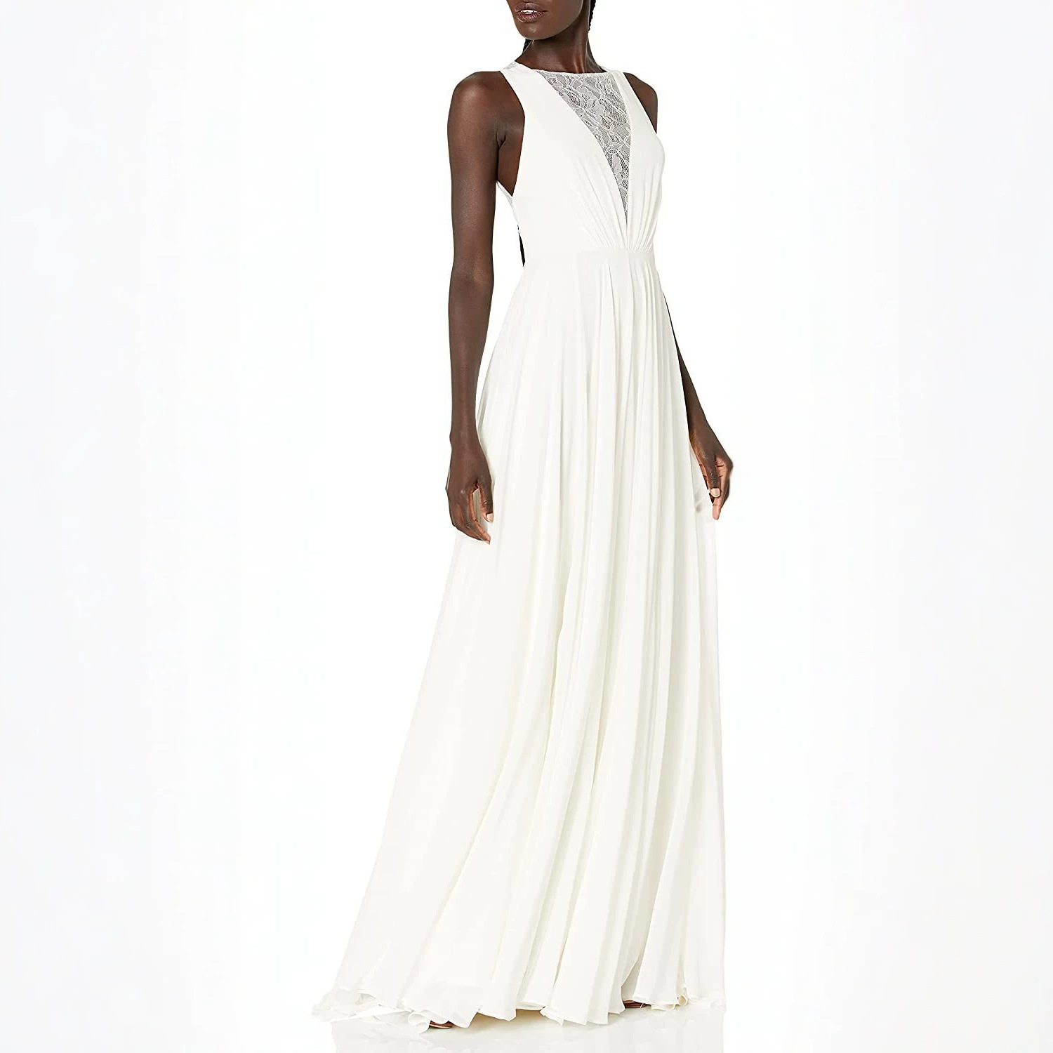French-style Sleeveless Lace V-neck Light Wedding Dress With A Flowing Long Skirt photo 1