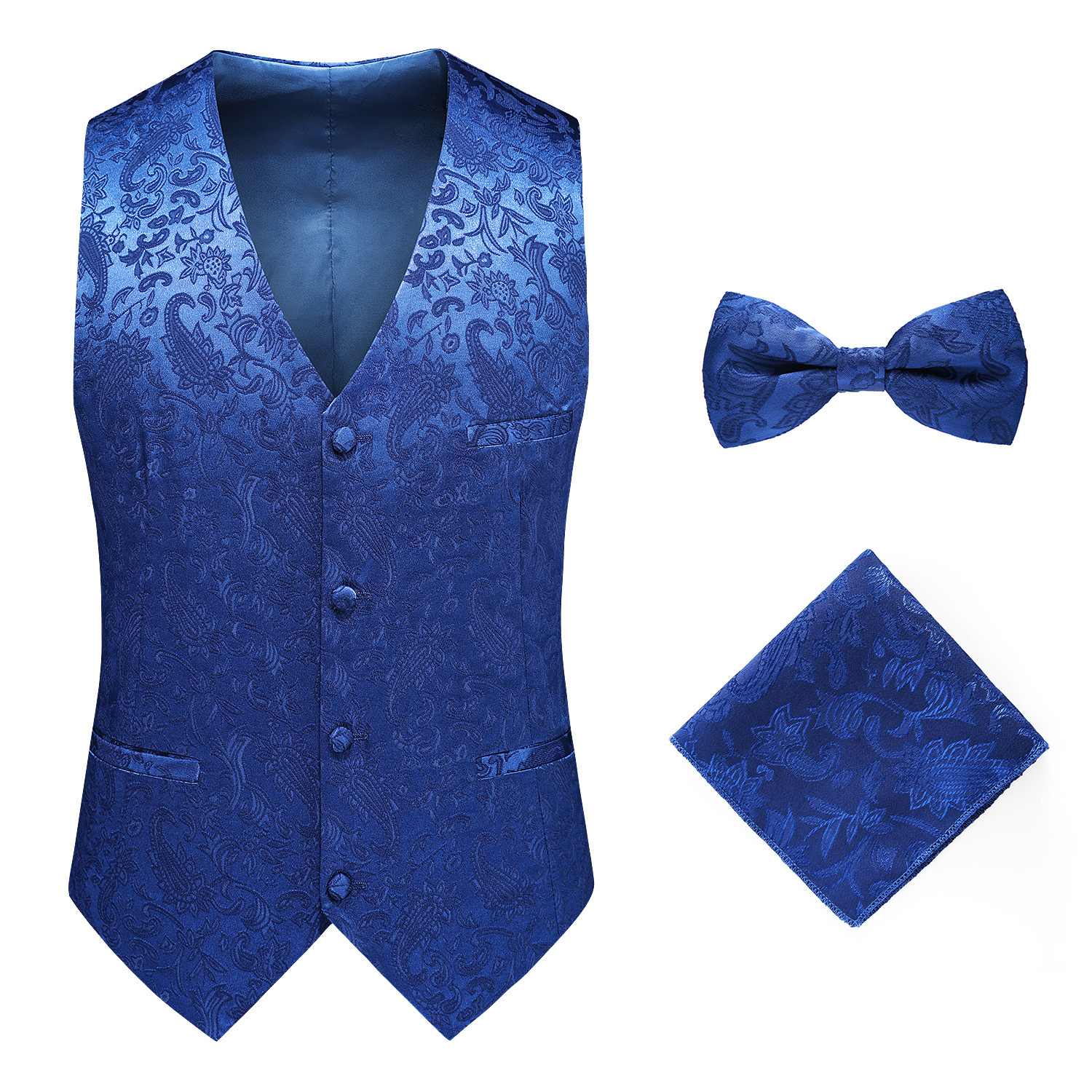 Men's Hollow-Out Formal Wear Plus-Size Hotel Attire Slim-Fit Three-Piece Suit photo 4