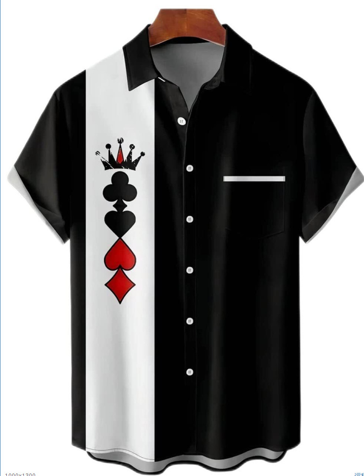 Short-sleeved Lapel-printed Loose-fitting Casual Shirt photo 2