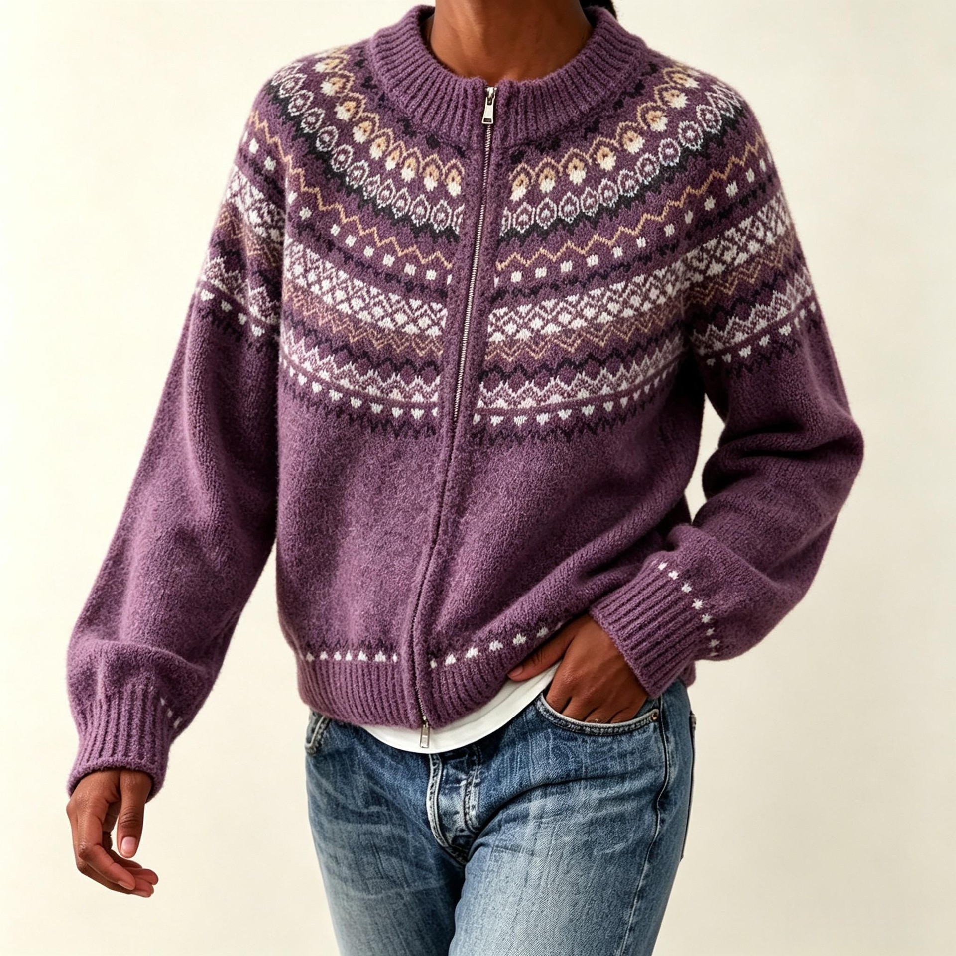 Vintage Women's Jacquard Knit Cardigan photo 2