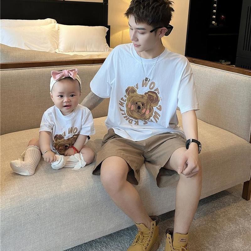New Summer Cotton Parent-child Outfits Tops For A Family Of Three photo 3