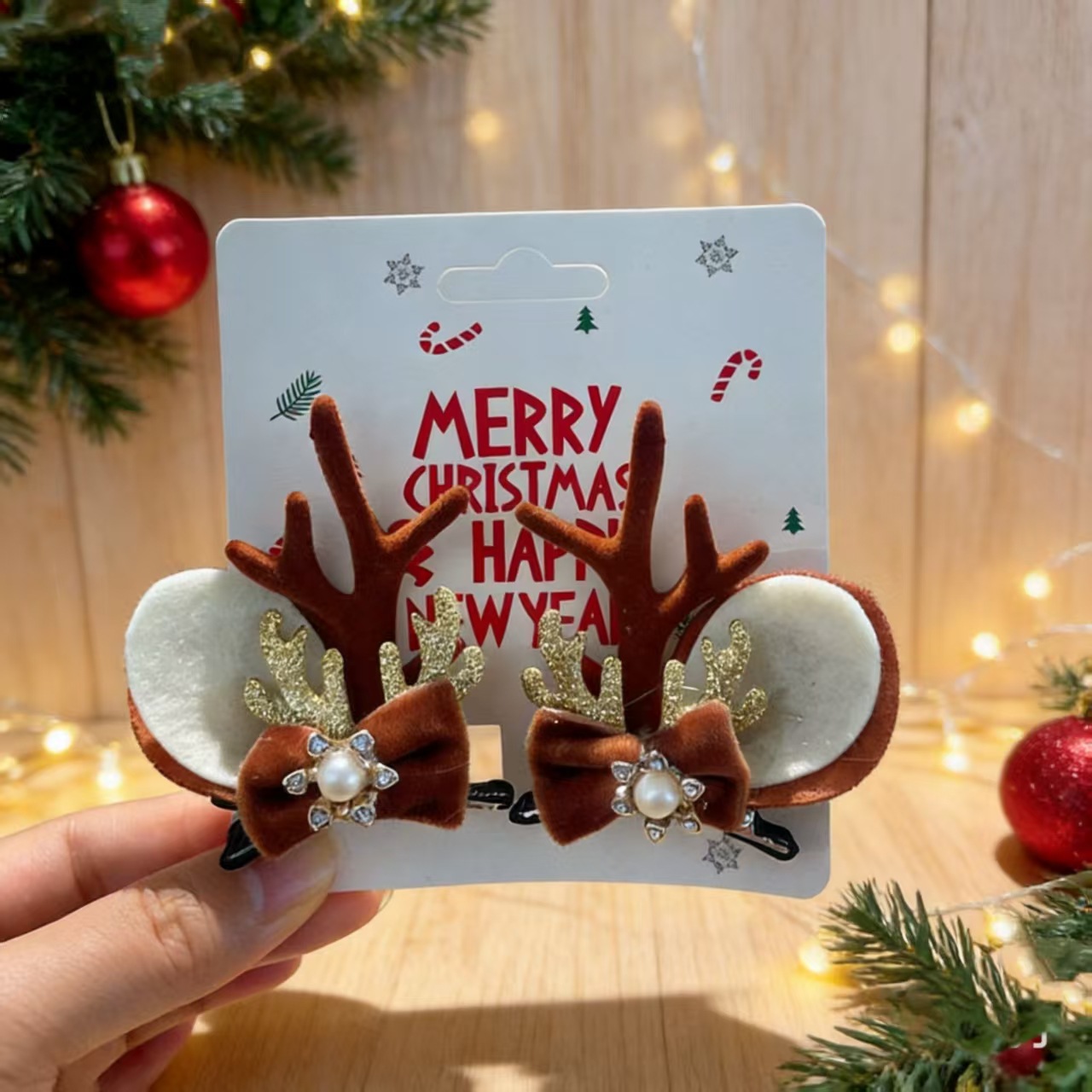 Unisex Christmas Reindeer Hair Clips For Festive Holiday Styling photo 3