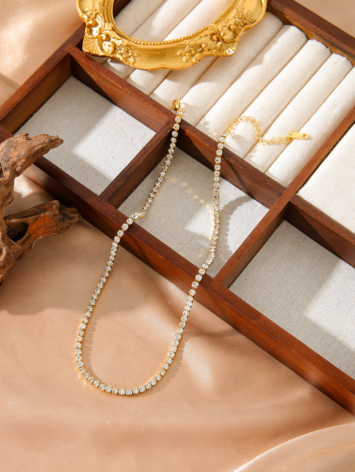 Diamond-studded Zircon Stainless Steel Necklace photo 3