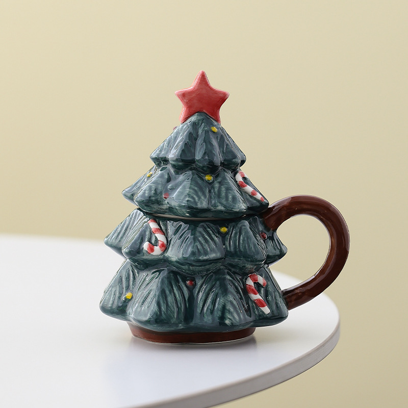 Ceramic Christmas Tree Shaped Mug - Festive Holiday Coffee Cup for Home Decor and Gift photo 3