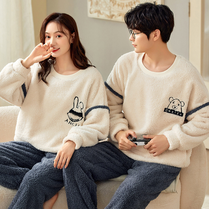 Coral Fleece Couple Household Velvet Pajamas photo 3