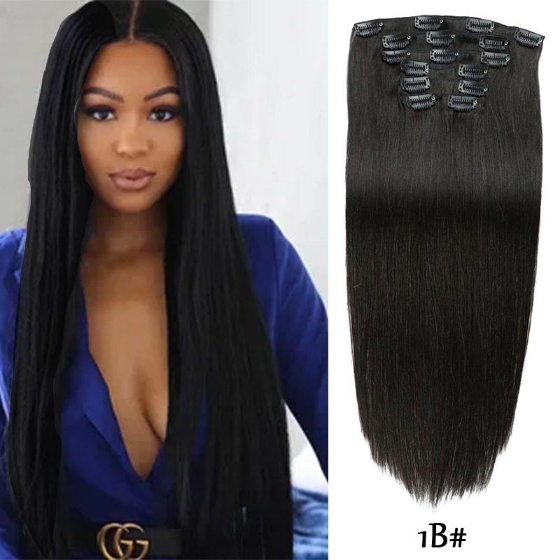 Clip-in Hair Real Human Hair Seven-piece Set 14 Inches 70g Hair Extensions Wig photo 6