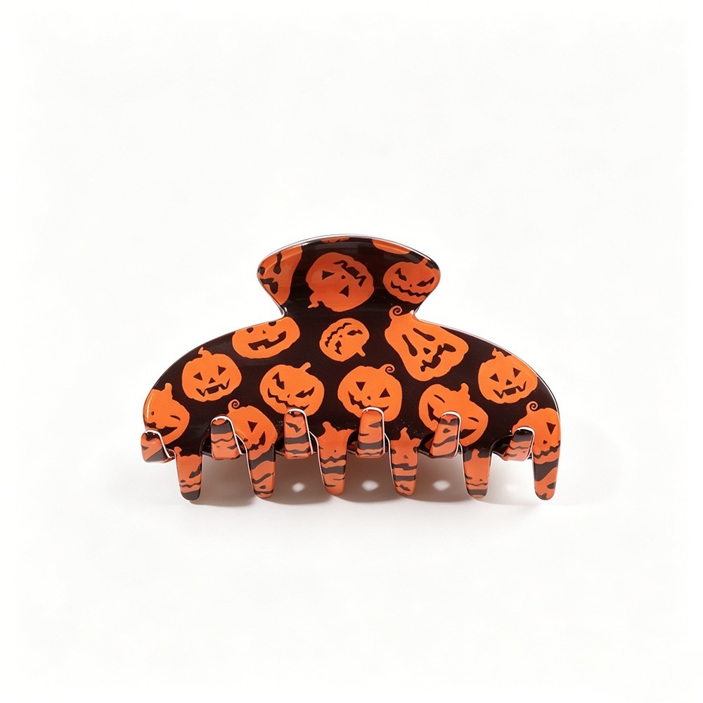 Halloween Shark Claw Clip - Ghost Pumpkin Black Cat Print Hair Accessory for Women Girls Party Cosplay photo 8