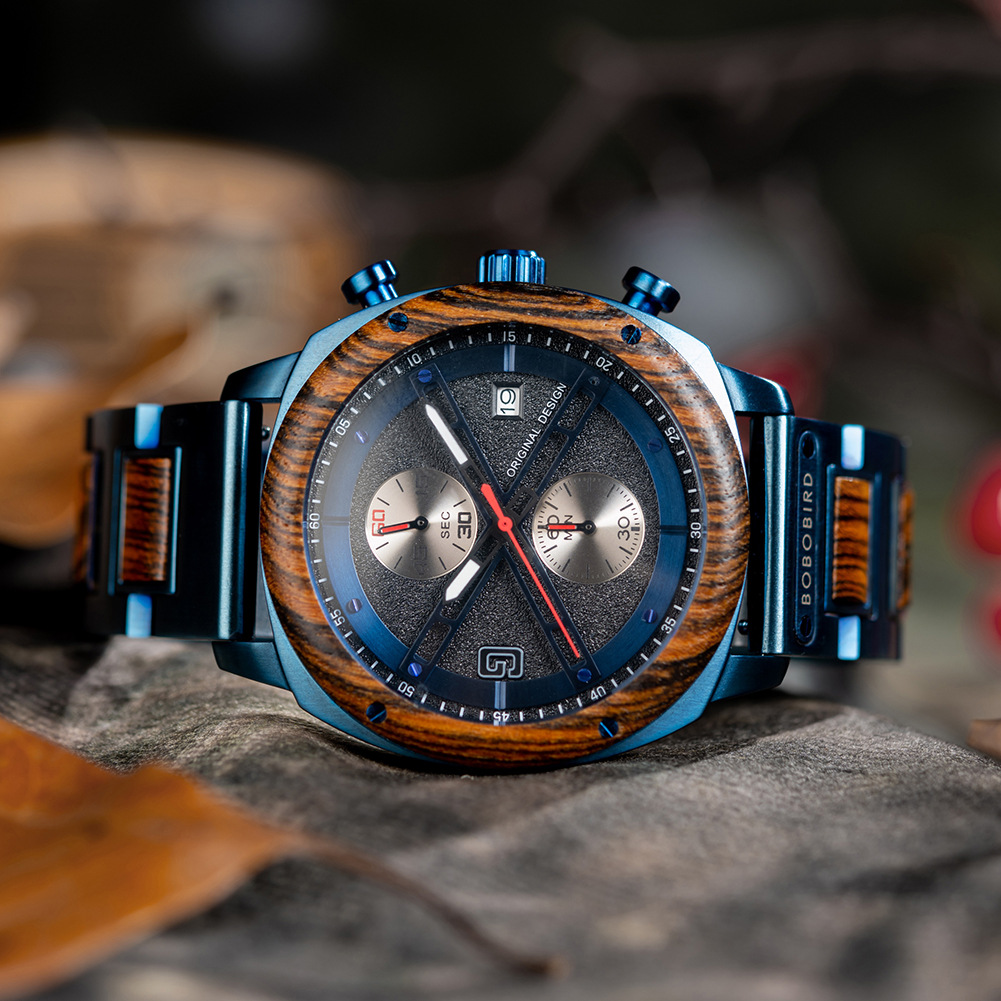 Natural Wood Men's Watch - Minimalist Retro Quartz Wristwatch with Leather Strap photo 3