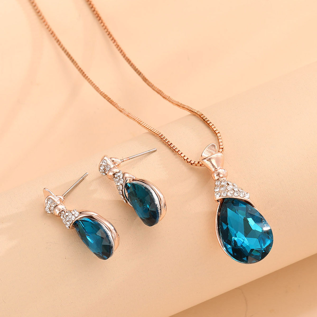 Bridal Jewelry Peacock Gem Necklace Earrings photo 2