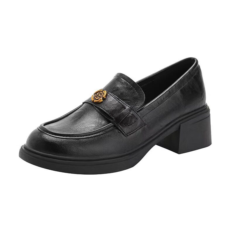 Retro Chunky-heeled Womens Slip-on Round-toe Pumps photo 4
