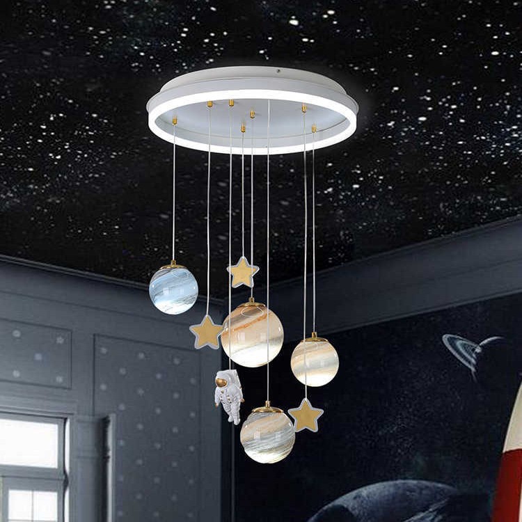 Modern Minimalist Creative Cartoon Earth Astronaut Space Planet Lamp photo 1