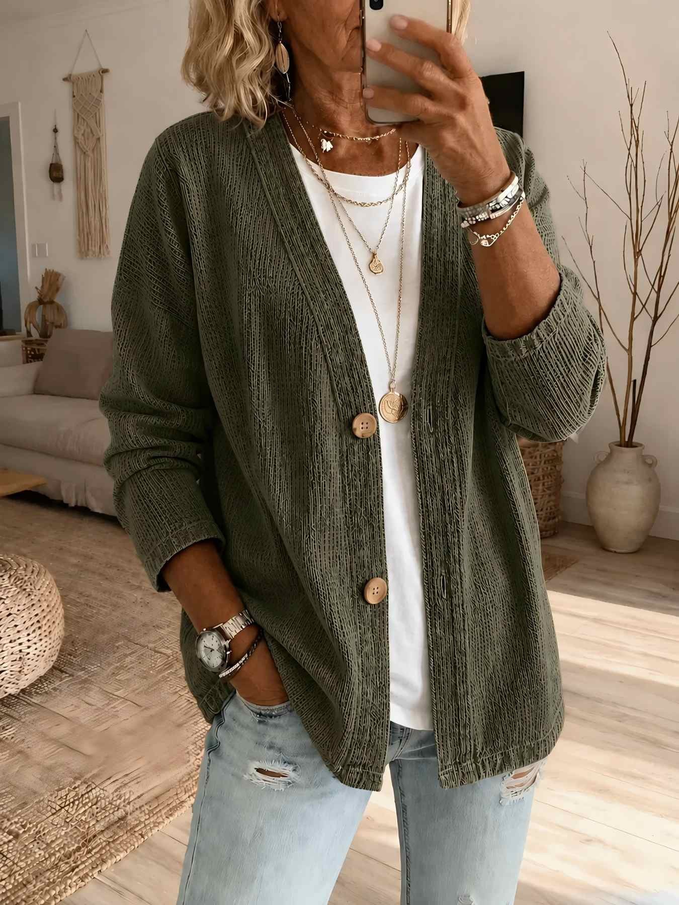 Printed Long-sleeve Cardigan With Two Buttons photo 5