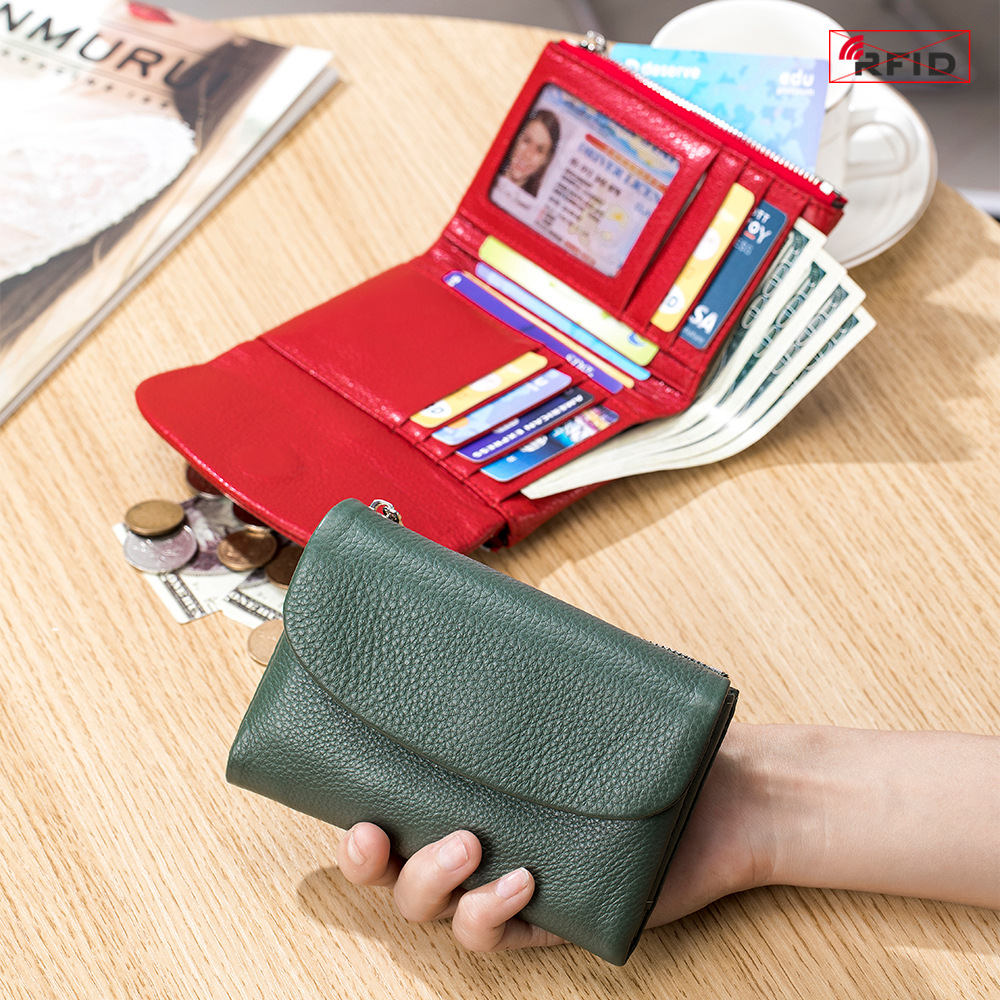 Genuine Leather Fashionable High-end Feel Short-style Womens Wallet First-layer Leather photo 1